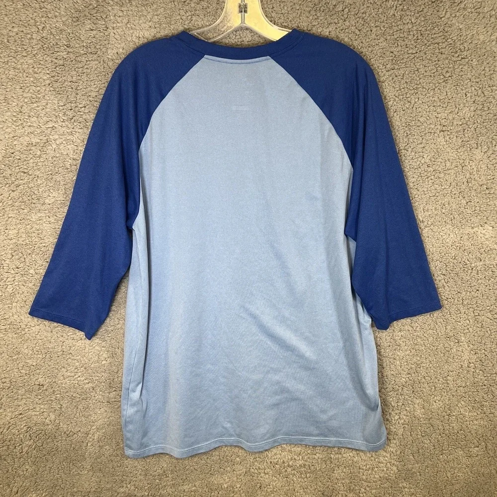 Nike BSBL Dri-Fit Shirt Men's Size L Light Blue Royals Baseball Raglan‎ Henley
